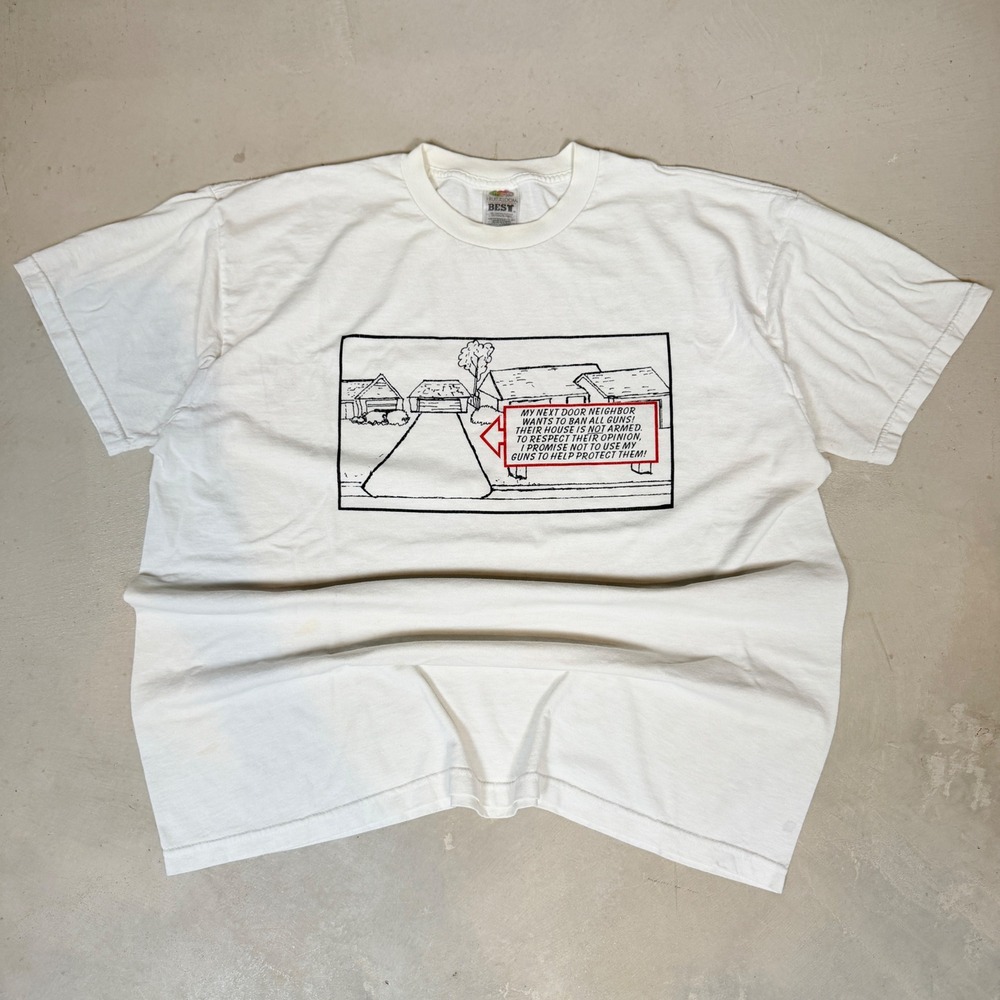 Vintage 90s 2nd Amendment Gun Rights funny comedy Graphic T-Shirt White XL